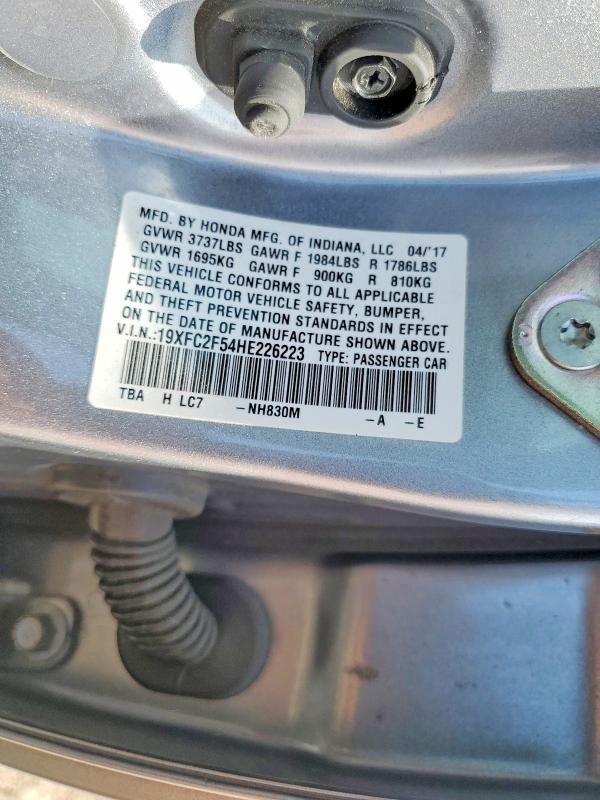Продаж на аукціоні авто 2017 Honda Civic, vin: 19XFC2F54HE226223, номер лоту: 49756156