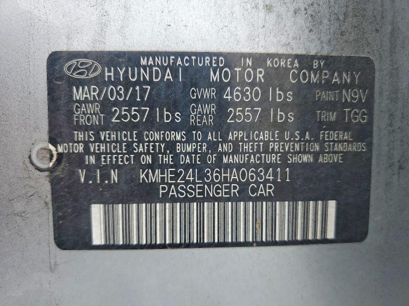 2017 Hyundai Sonata Hybrid მანქანა იყიდება აუქციონზე, vin: KMHE24L36HA063411, აუქციონის ნომერი: 46488166