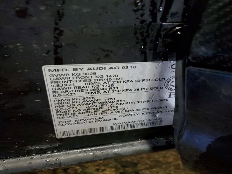 Продажа на аукционе авто 2018 Audi Q7, vin: WA1VAAF78JD037945, номер лота: 45766826