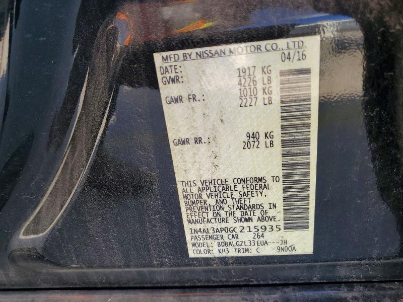 Aukcja sprzedaży 2016 Nissan Altima, vin: 1N4AL3AP0GC215935, numer aukcji: 49605846