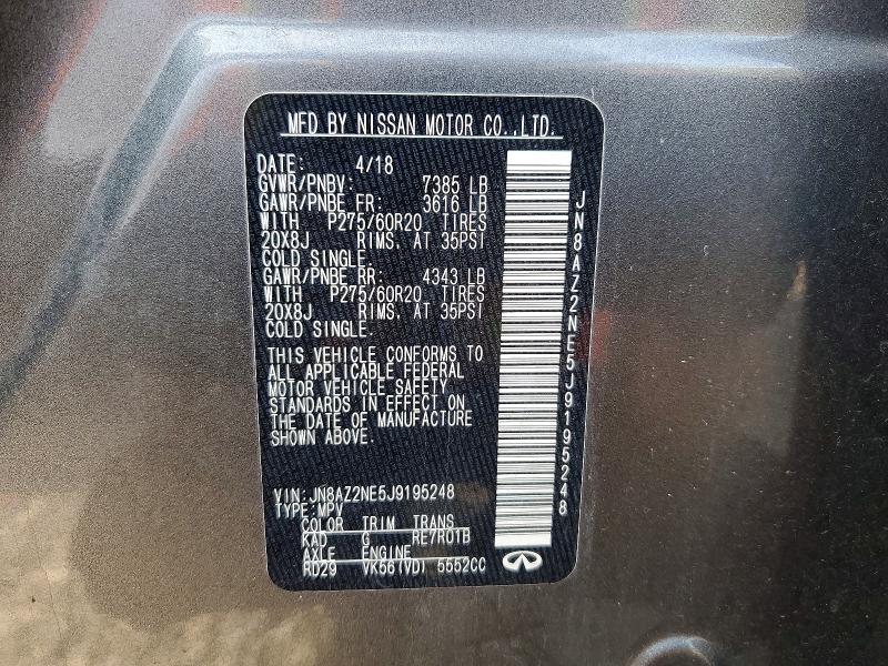 Aukcja sprzedaży 2018 Infiniti Qx80, vin: JN8AZ2NE5J9195248, numer aukcji: 49973756