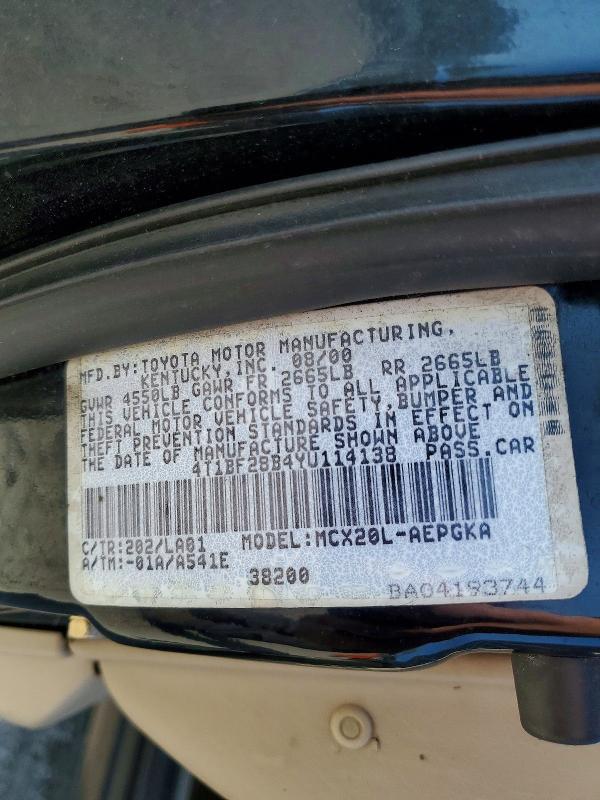 2000 Toyota Avalon მანქანა იყიდება აუქციონზე, vin: 4T1BF28B4YU114138, აუქციონის ნომერი: 49310696