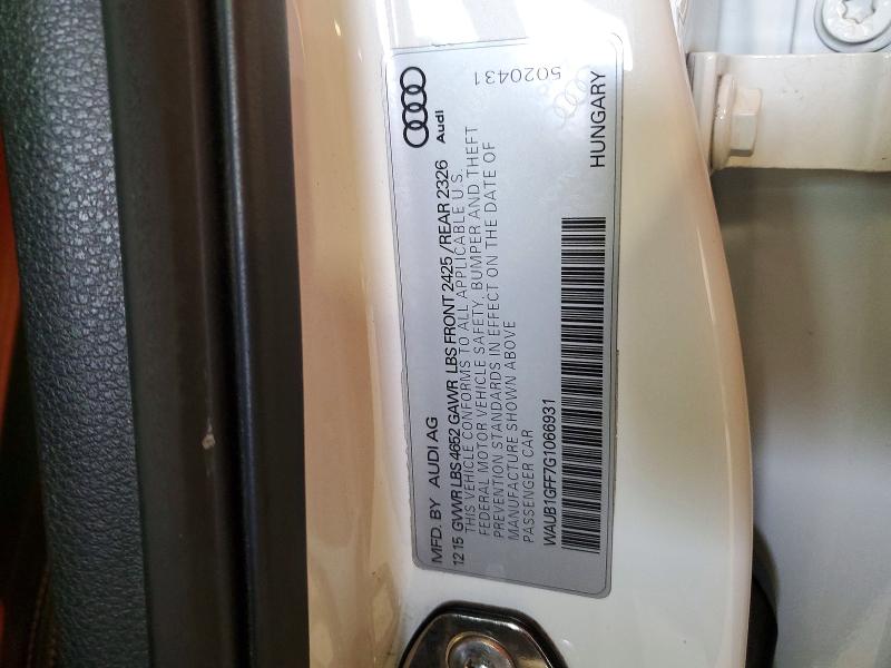 49307666 :رقم المزاد ، WAUB1GFF7G1066931 vin ، 2016 Audi S3 مزاد بيع