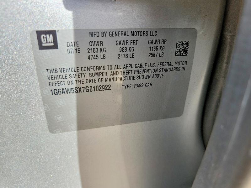 49814256 :رقم المزاد ، 1G6AW5SX7G0102922 vin ، 2016 Cadillac Cts مزاد بيع