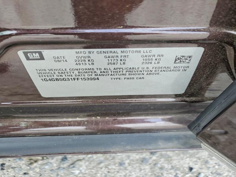 51723296 :رقم المزاد ، 1G4GB5G31FF153994 vin ، 2015 Buick Lacrosse مزاد بيع