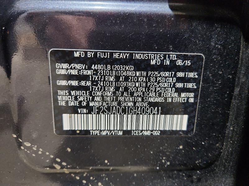 Aukcja sprzedaży 2016 Subaru Forester, vin: JF2SJADC1GH409041, numer aukcji: 48898696
