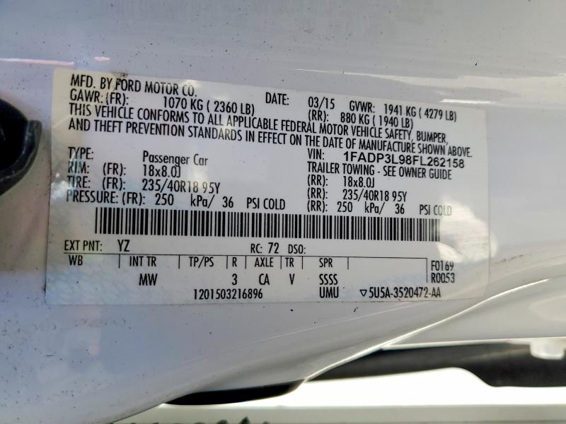 Продаж на аукціоні авто 2015 Ford Focus, vin: 1FADP3L98FL262158, номер лоту: 51125646