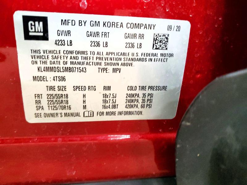 2021 Buick Encore Gx მანქანა იყიდება აუქციონზე, vin: KL4MMDSL5MB071543, აუქციონის ნომერი: 49564776