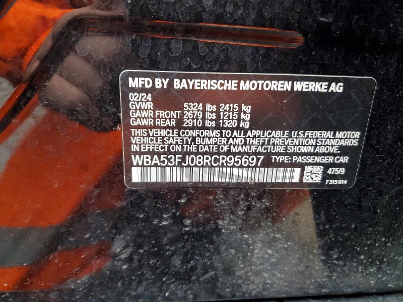 Aukcja sprzedaży 2024 Bmw 530, vin: WBA53FJ08RCR95697, numer aukcji: 48093386