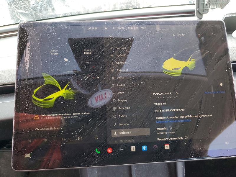2025 Tesla Model 3 მანქანა იყიდება აუქციონზე, vin: 5YJ3E1EA5SF027799, აუქციონის ნომერი: 48459566