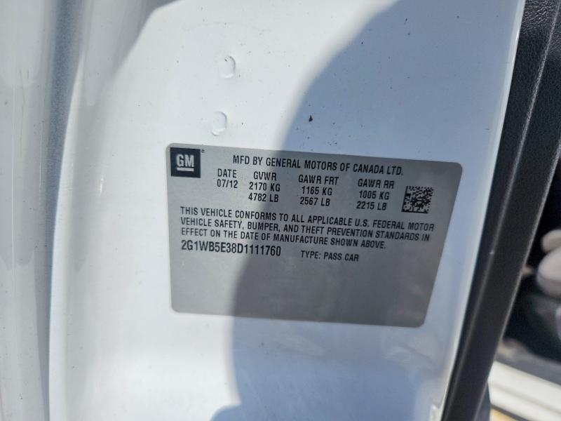 Продаж на аукціоні авто 2013 Chevrolet Impala, vin: 2G1WB5E38D1111760, номер лоту: 48056696