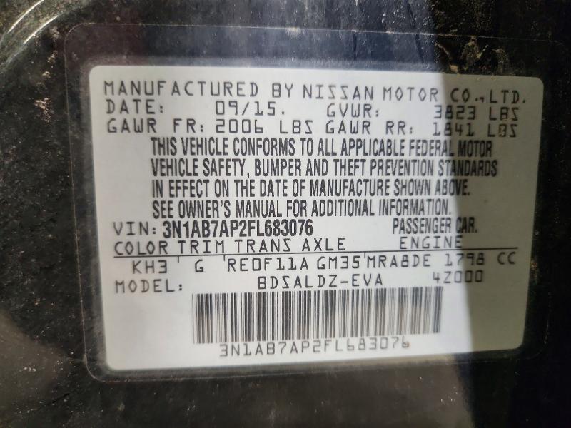 52071706 :رقم المزاد ، 3N1AB7AP2FL683076 vin ، 2015 Nissan Sentra مزاد بيع