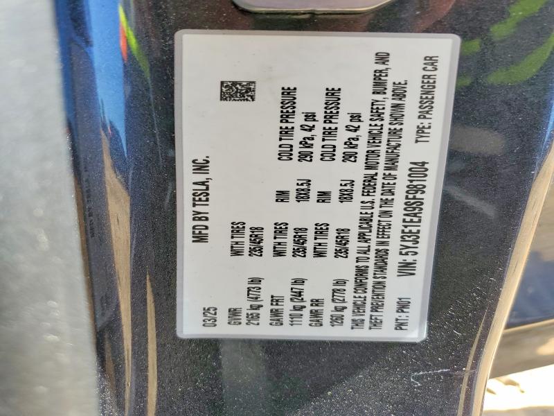 Aukcja sprzedaży 2025 Tesla Model 3, vin: 5YJ3E1EA9SF981004, numer aukcji: 50336246
