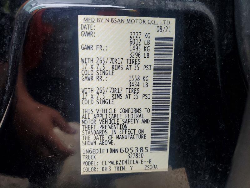 Продажа на аукционе авто 2022 Nissan Frontier, vin: 1N6ED1EJ0NN605385, номер лота: 51697306
