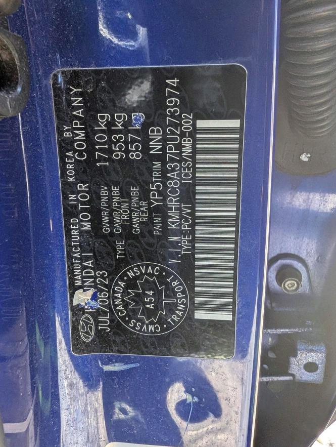 50645306 :رقم المزاد ، KMHRC8A37PU273974 vin ، 2023 Hyundai Venue مزاد بيع