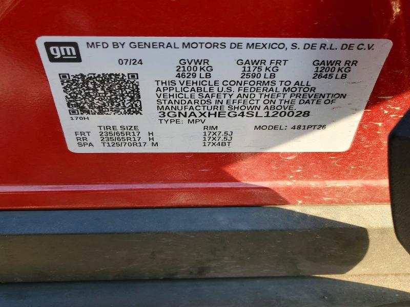 50969316 :رقم المزاد ، 3GNAXHEG4SL120028 vin ، 2025 Chevrolet Equinox مزاد بيع