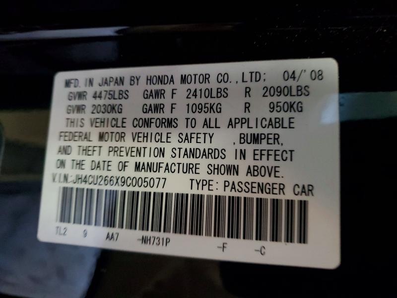 Aukcja sprzedaży 2009 Acura Tsx, vin: JH4CU266X9C005077, numer aukcji: 50240626