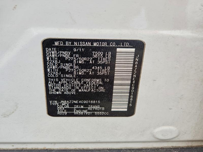 Aukcja sprzedaży 2012 Infiniti Qx56, vin: JN8AZ2NE4C9016815, numer aukcji: 51641956