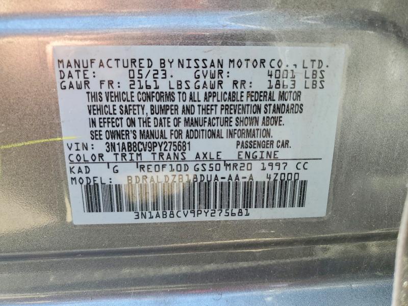 2023 Nissan Sentra მანქანა იყიდება აუქციონზე, vin: 3N1AB8CV9PY275681, აუქციონის ნომერი: 49403746