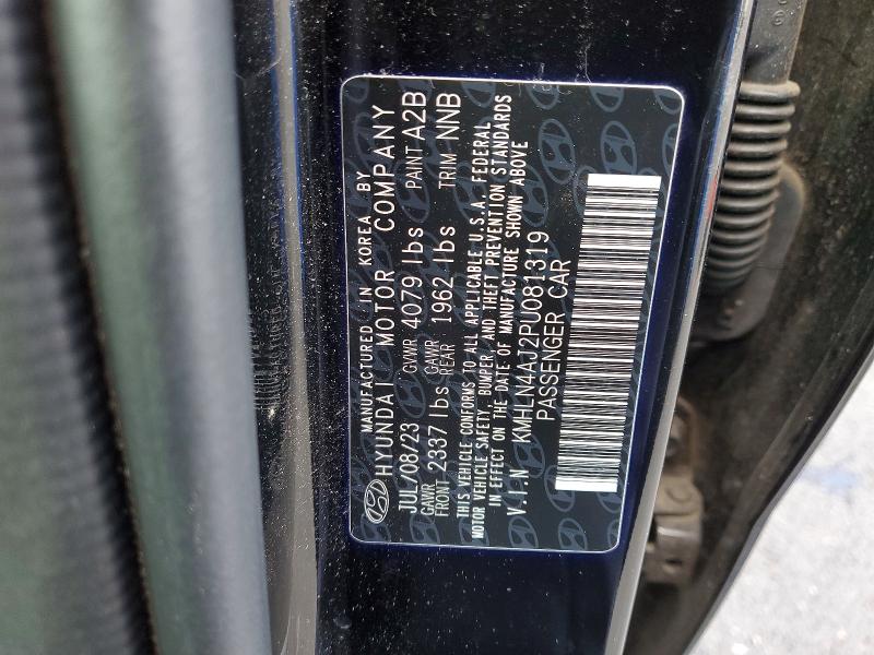 2023 Hyundai Elantra Hybrid მანქანა იყიდება აუქციონზე, vin: KMHLN4AJ2PU081319, აუქციონის ნომერი: 48528496