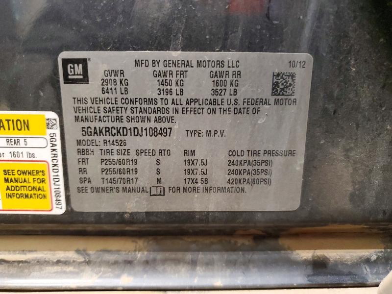 Aukcja sprzedaży 2013 Buick Enclave, vin: 5GAKRCKD1DJ108497, numer aukcji: 48780376