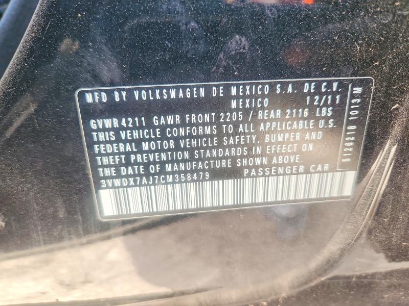 49496556 :رقم المزاد ، 3VWDX7AJ7CM358479 vin ، 2012 Volkswagen Jetta مزاد بيع