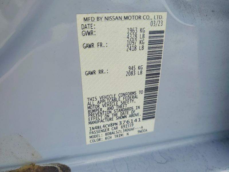 2023 Nissan Altima მანქანა იყიდება აუქციონზე, vin: 1N4BL4CV8PN376141, აუქციონის ნომერი: 49120876