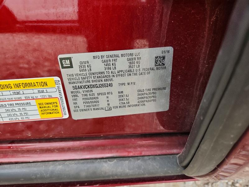 2016 Buick Enclave მანქანა იყიდება აუქციონზე, vin: 5GAKVCKDXGJ265249, აუქციონის ნომერი: 50959856