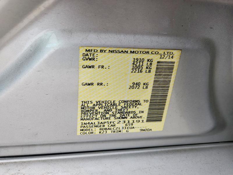Aukcja sprzedaży 2015 Nissan Altima, vin: 1N4AL3AP5FC231191, numer aukcji: 51546236