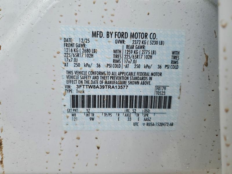 2026 Ford Maverick მანქანა იყიდება აუქციონზე, vin: 3FTTW8A39TRA13577, აუქციონის ნომერი: 48845016
