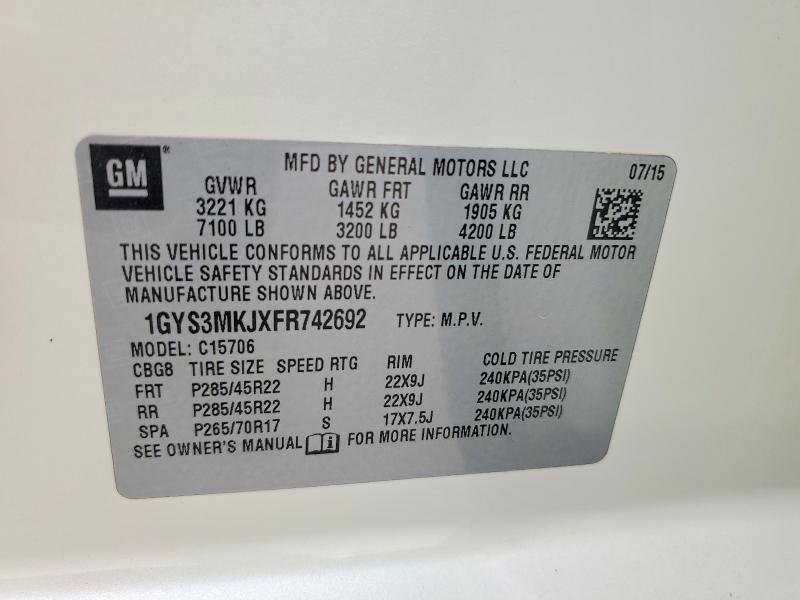 Aukcja sprzedaży 2015 Cadillac Escalade, vin: 1GYS3MKJXFR742692, numer aukcji: 49616386