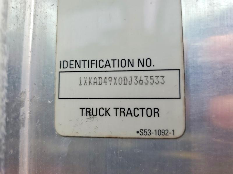 51020336 :رقم المزاد ، 1XKAD49X0DJ363533 vin ، 2013 Kenworth Construction مزاد بيع