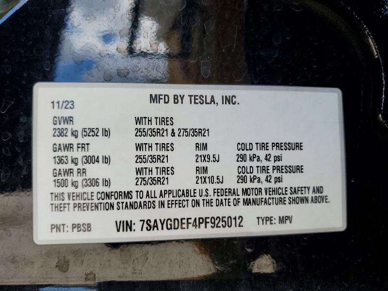 Продажа на аукционе авто 2023 Tesla Model Y, vin: 7SAYGDEF4PF925012, номер лота: 49724756