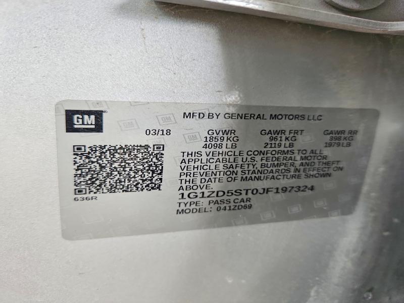 50659826 :رقم المزاد ، 1G1ZD5ST0JF197324 vin ، 2018 Chevrolet Malibu مزاد بيع