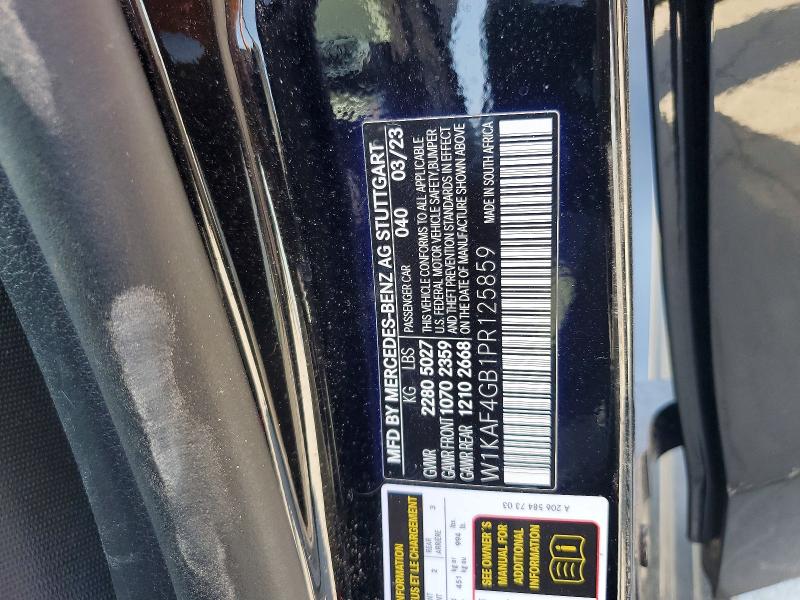 2023 Mercedes-benz C მანქანა იყიდება აუქციონზე, vin: W1KAF4GB1PR125859, აუქციონის ნომერი: 49286466