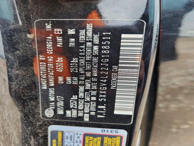 51002766 :رقم المزاد ، 5XXGV4L22JG188511 vin ، 2018 Kia Optima مزاد بيع