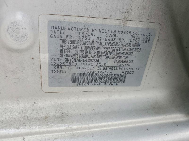 Aukcja sprzedaży 2015 Nissan Versa, vin: 3N1CN7AP4FL807686, numer aukcji: 51775916