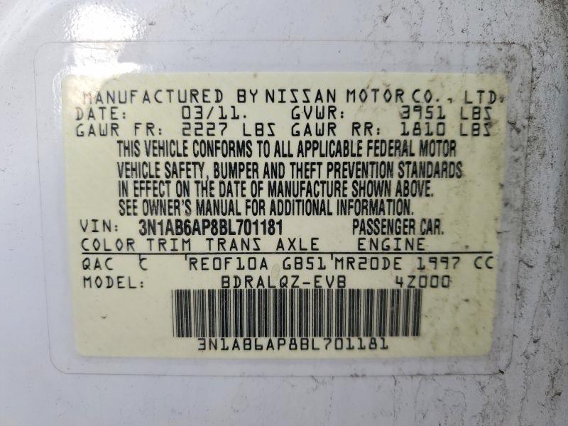 Продаж на аукціоні авто 2011 Nissan Sentra, vin: 3N1AB6AP8BL701181, номер лоту: 49707236