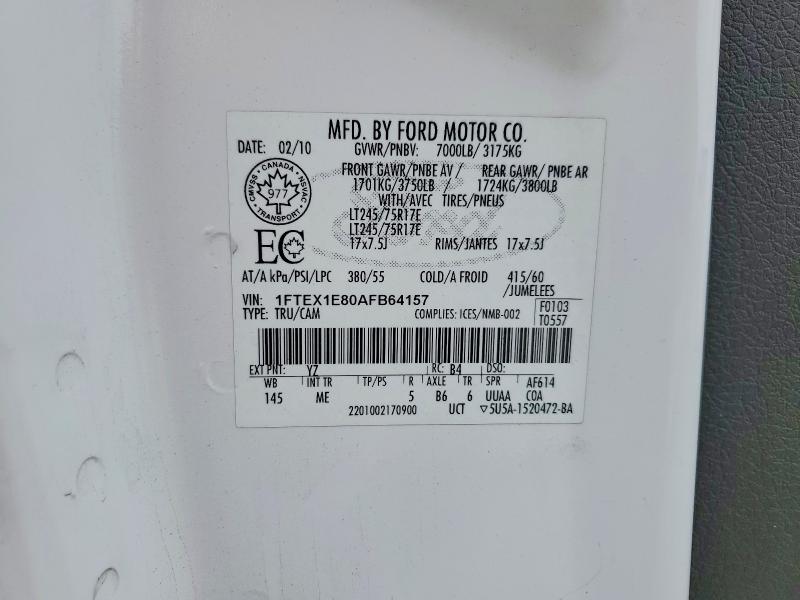 50106706 :رقم المزاد ، 1FTEX1E80AFB64157 vin ، 2010 Ford F150 مزاد بيع