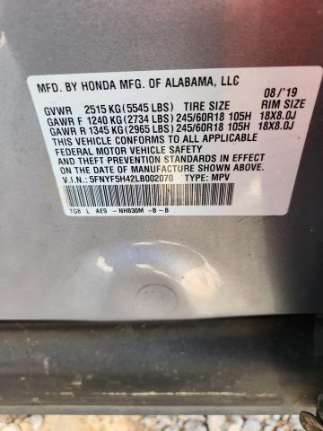 48151576 :رقم المزاد ، 5FNYF5H42LB002070 vin ، 2020 Honda Pilot مزاد بيع