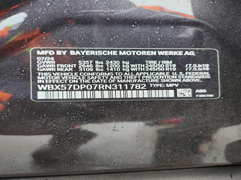 2024 Bmw X3 მანქანა იყიდება აუქციონზე, vin: WBX57DP07RN311782, აუქციონის ნომერი: 50358466