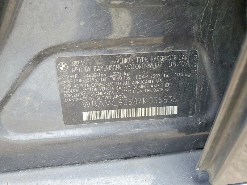 48762806 :رقم المزاد ، WBAVC93587K035535 vin ، 2007 Bmw 328 مزاد بيع