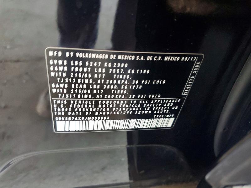 49464096 :رقم المزاد ، 3VV3B7AX6JM038604 vin ، 2018 Volkswagen Tiguan مزاد بيع