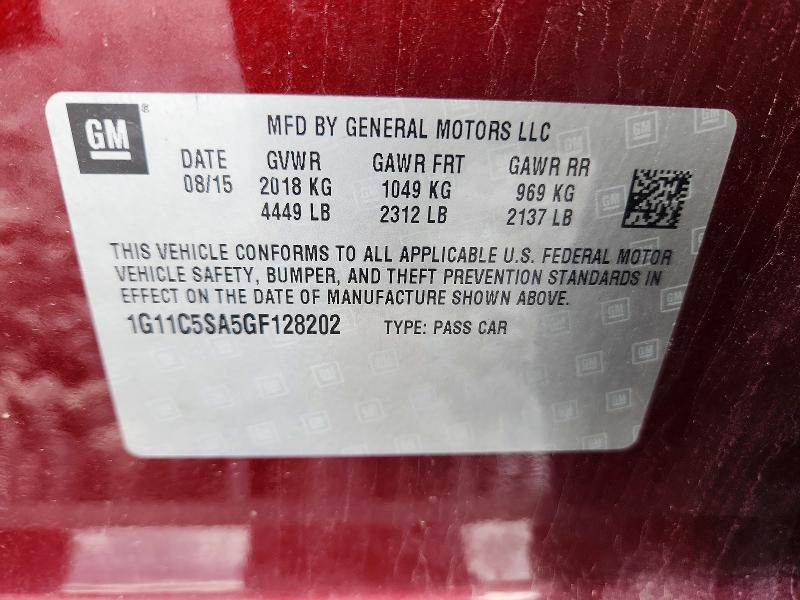 Продаж на аукціоні авто 2016 Chevrolet Malibu Limited, vin: 1G11C5SA5GF128202, номер лоту: 49644476