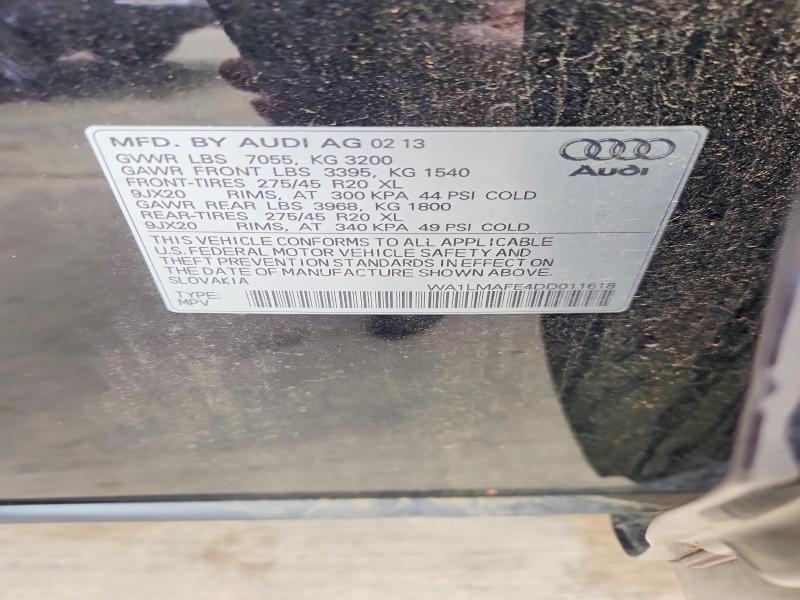 51544056 :رقم المزاد ، WA1LMAFE4DD011618 vin ، 2013 Audi Q7 مزاد بيع