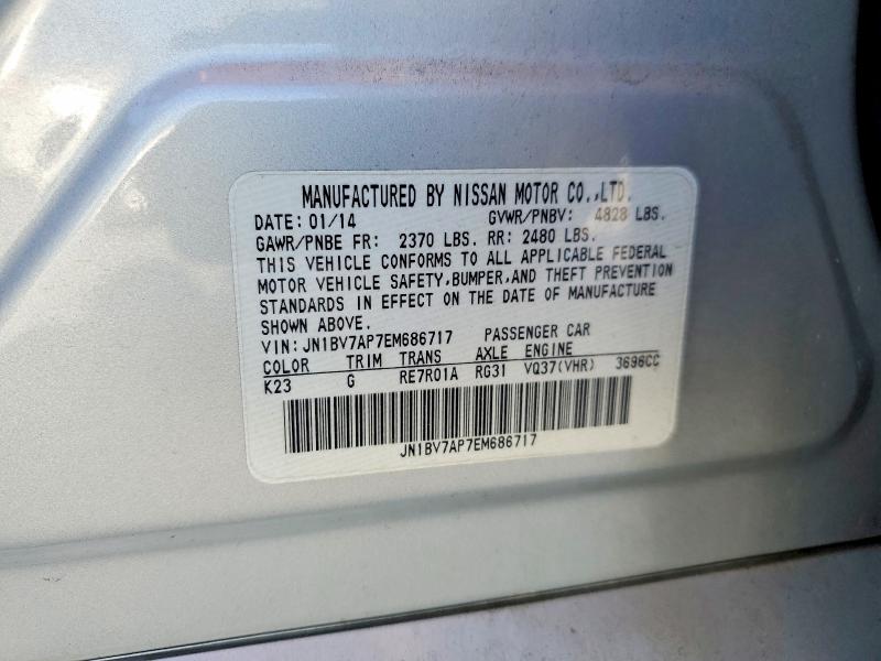 Aukcja sprzedaży 2014 Infiniti Q50, vin: JN1BV7AP7EM686717, numer aukcji: 49880476