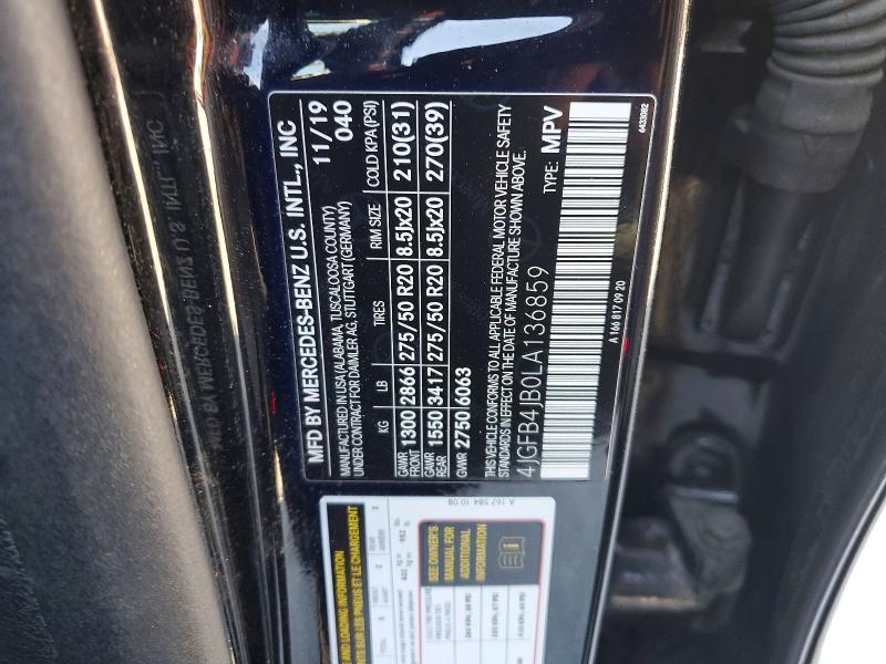 Aukcja sprzedaży 2020 Mercedes-benz Gle, vin: 4JGFB4JB0LA136859, numer aukcji: 51851026