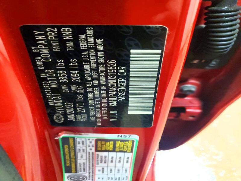 Продаж на аукціоні авто 2022 Hyundai Elantra, vin: KMHLP4AG0NU319826, номер лоту: 51886786