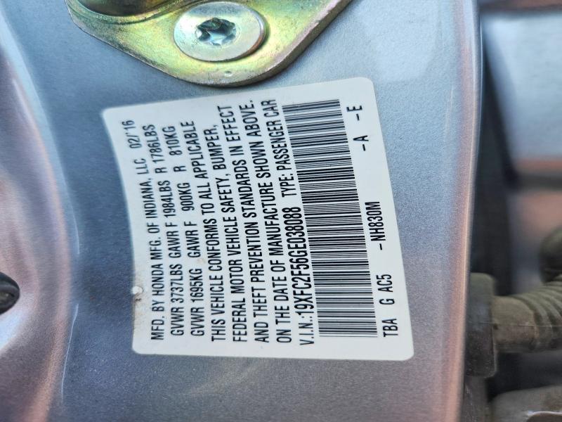 51325146 :رقم المزاد ، 19XFC2F56GE038088 vin ، 2016 Honda Civic مزاد بيع