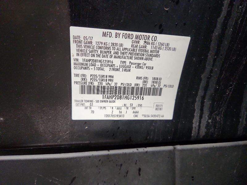 2017 Ford Taurus მანქანა იყიდება აუქციონზე, vin: 1FAHP2D81HG125916, აუქციონის ნომერი: 49454116
